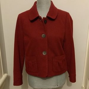 Eddie Bauer wool brick red jacket button up size 8p